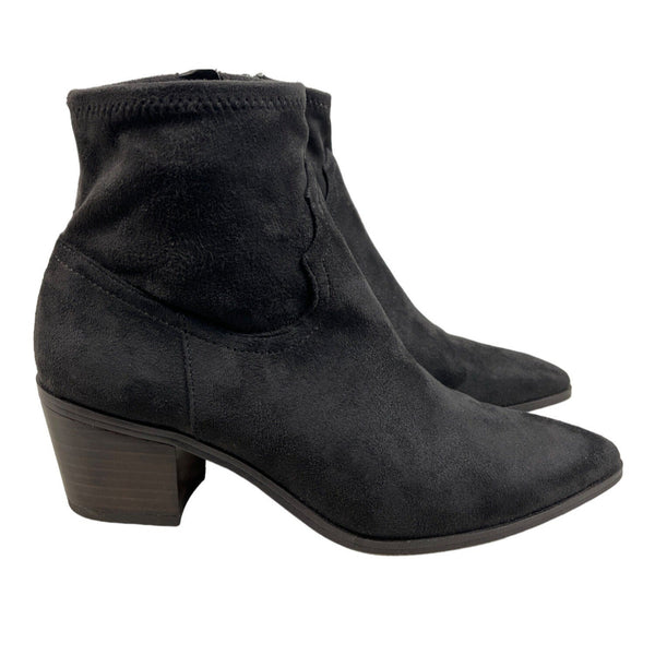 Franco Sarto Women's Black Leather Shaneen Peat Pointed Toe Ankle Booties Sz 8