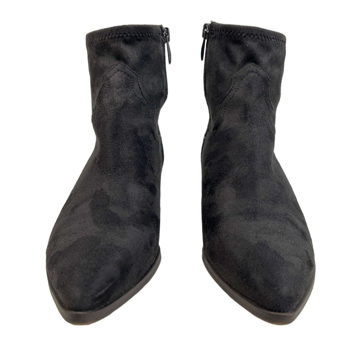 Franco Sarto Women's Black Leather Shaneen Peat Pointed Toe Ankle Booties Sz 8