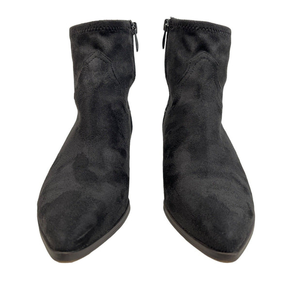 Franco Sarto Women's Black Leather Shaneen Peat Pointed Toe Ankle Booties Sz 8