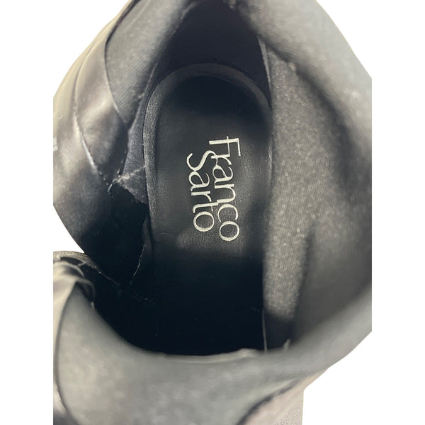 Franco Sarto Women's Black Leather Shaneen Peat Pointed Toe Ankle Booties Sz 8