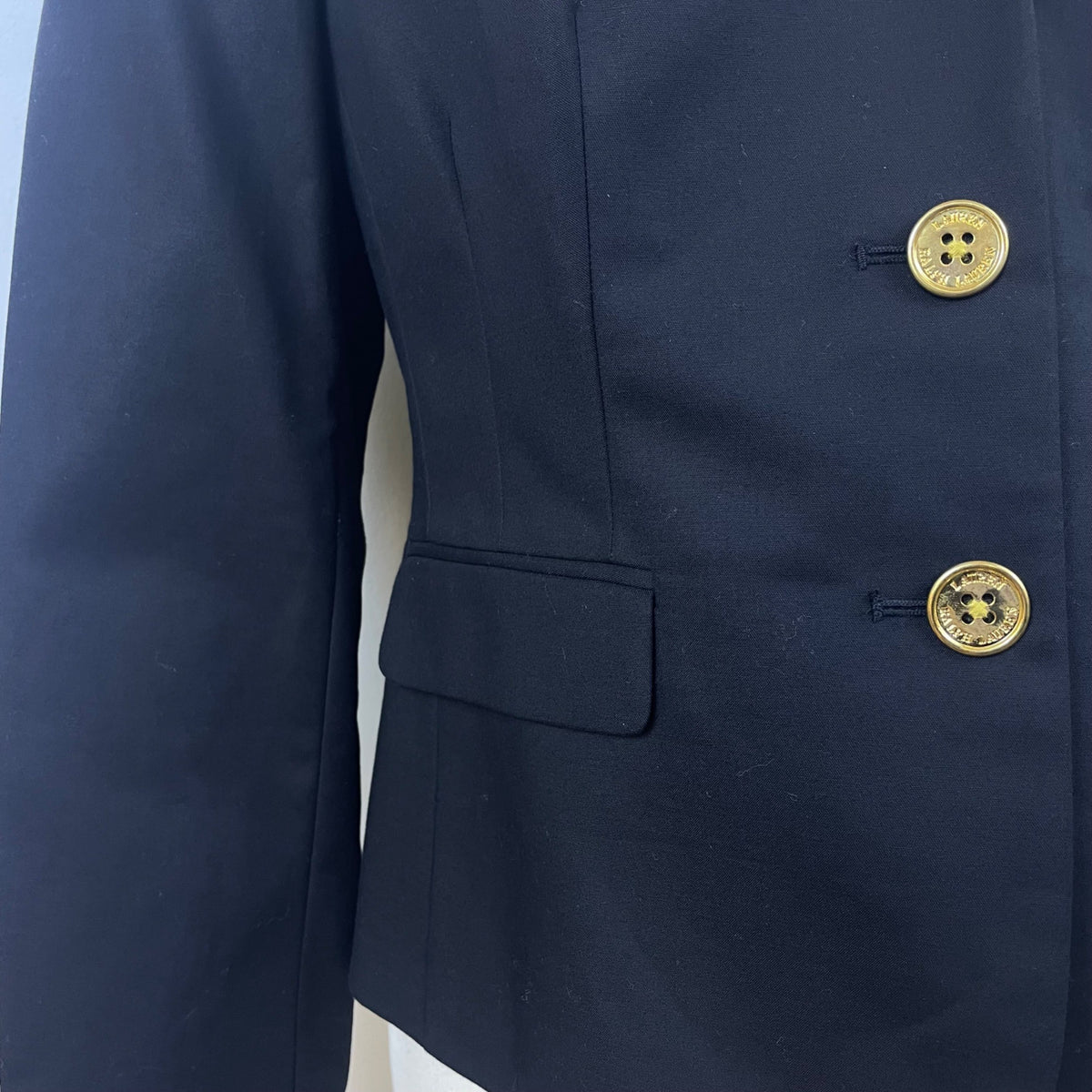 Ralph Lauren Women's Black Blazer Button-Front Embroidered Emblem Size P/M - New