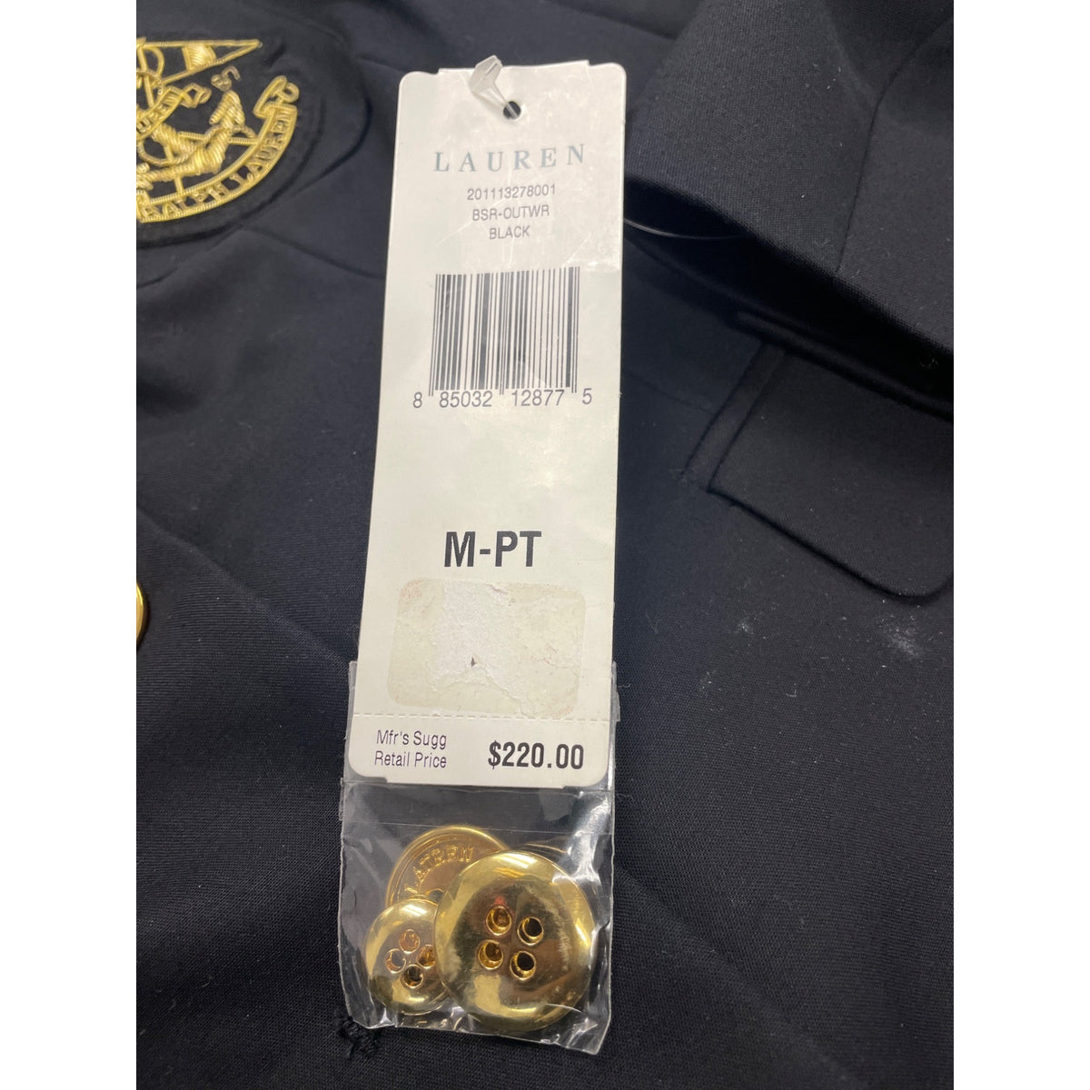 Ralph Lauren Women's Black Blazer Button-Front Embroidered Emblem Size P/M - New