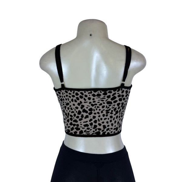 Le Lis Womens Animal Print Rayon Polyester Sweater & Tank Top Set  Stylish Size M