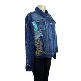 Berek Womens Medium Denim Jacket With Lace Sleeves Size 1X