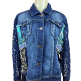 Berek Womens Medium Denim Jacket With Lace Sleeves Size 1X