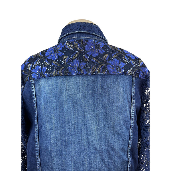 Berek Womens Medium Denim Jacket With Lace Sleeves Size 1X