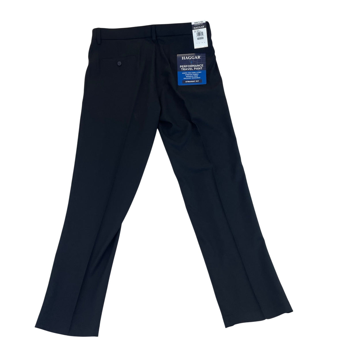 Haggar Mens Black Straight Fit Pants With Flex Waistband Sz 36x32 - New