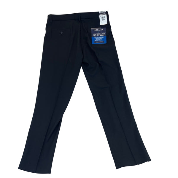 Haggar Mens Black Straight Fit Pants With Flex Waistband Sz 36x32 - New