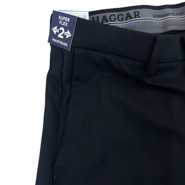Haggar Mens Black Straight Fit Pants With Flex Waistband Sz 36x32 - New
