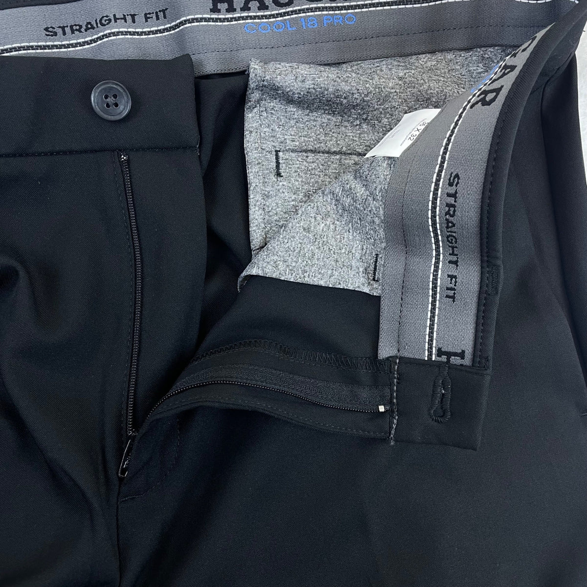 Haggar Mens Black Straight Fit Pants With Flex Waistband Sz 36x32 - New
