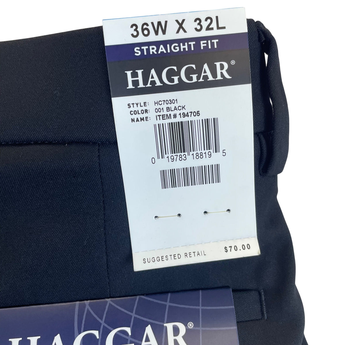 Haggar Mens Black Straight Fit Pants With Flex Waistband Sz 36x32 - New