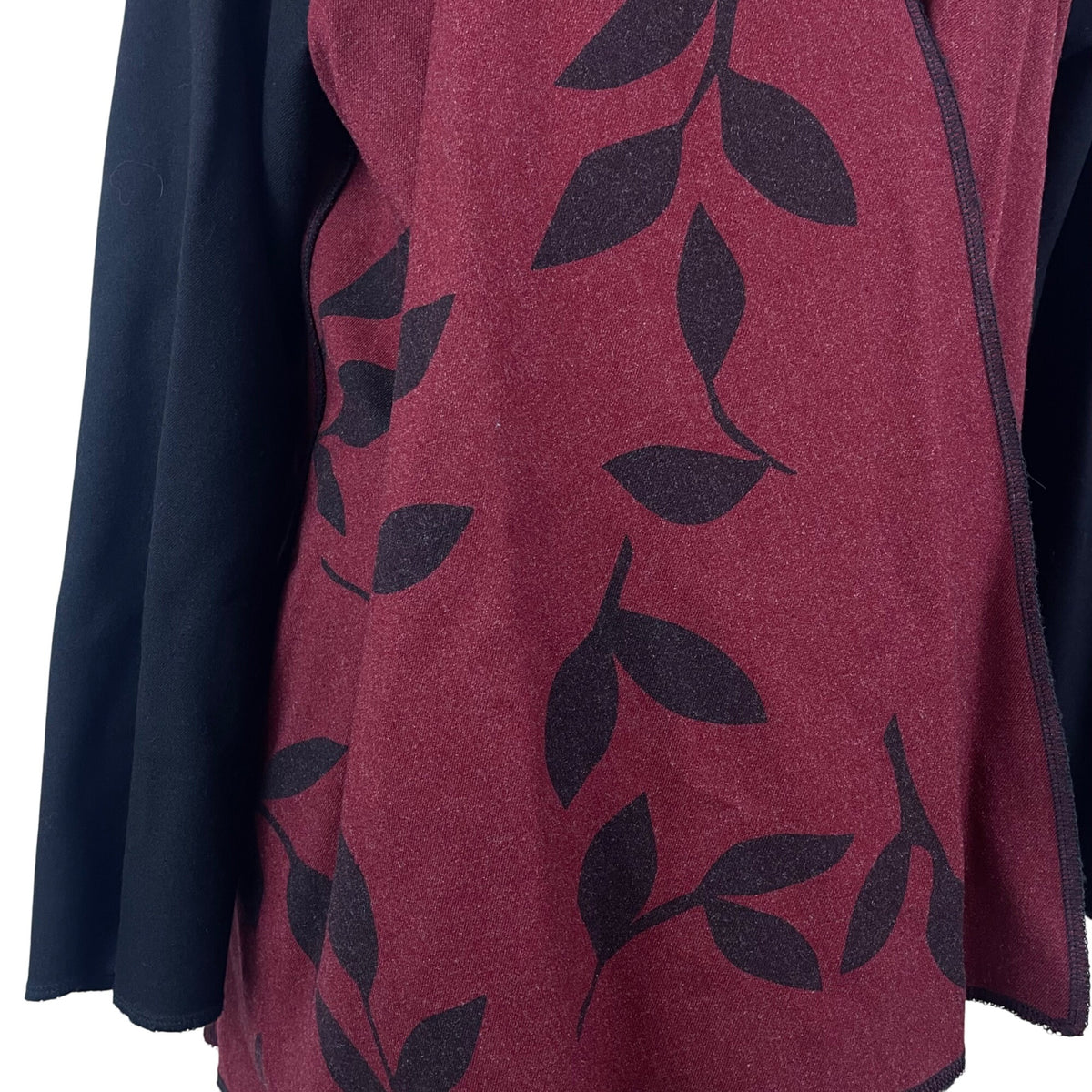 Ahni Women's Red & Black Wool Blend Wrap Jacket With Botanical Print Size 2