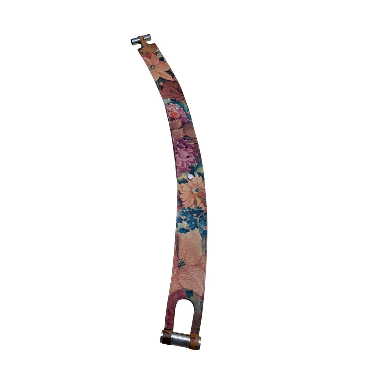 Vintage Casa Lopez Floral Leather Belt With Silver Metal Clasp