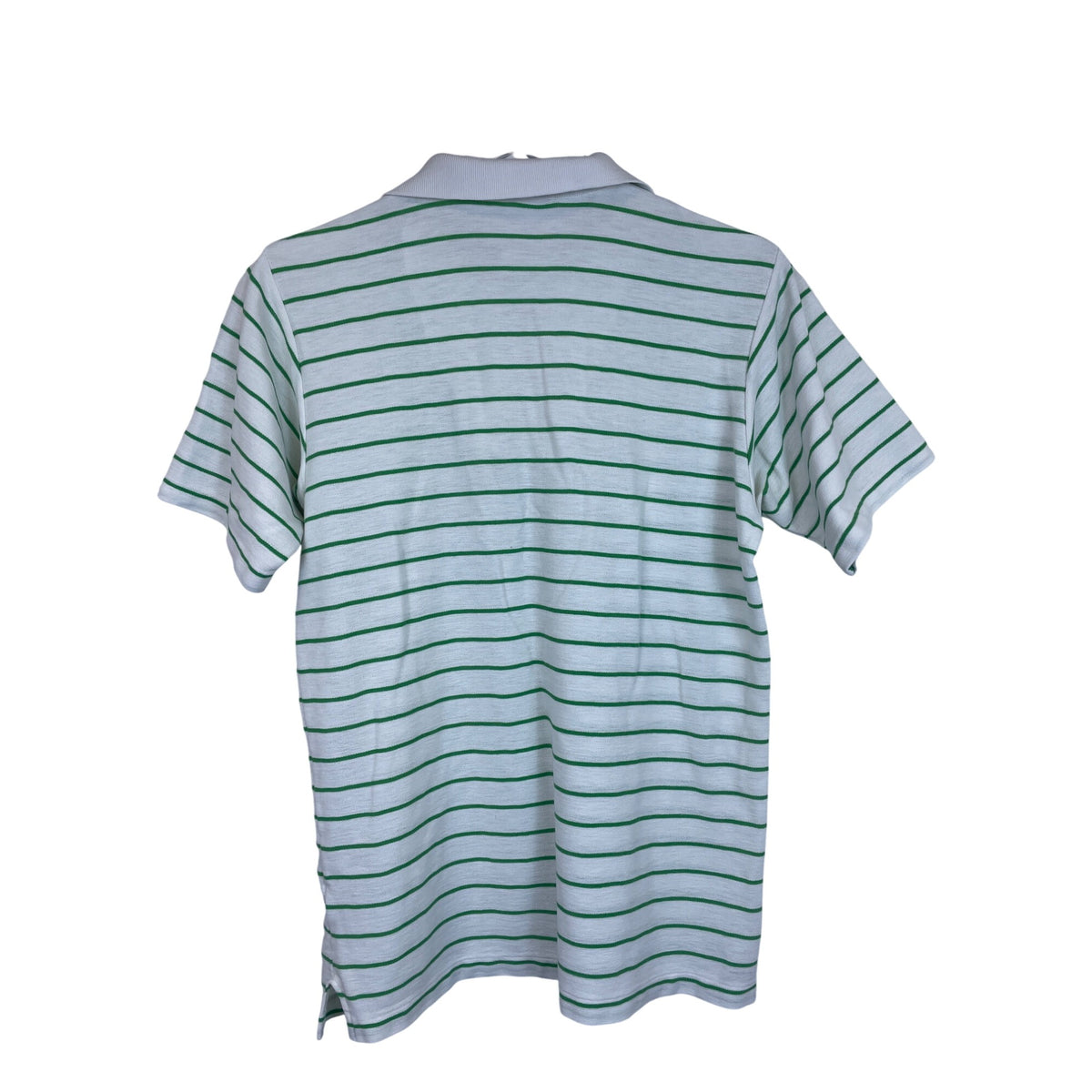 Izod Lacoste Mens White Striped Polo Shirt Green & White Classic Fit Short Sleeve L