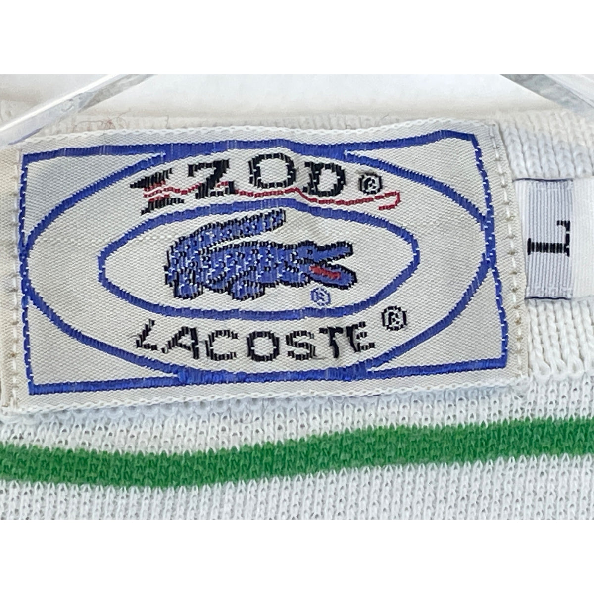 Izod Lacoste Mens White Striped Polo Shirt Green & White Classic Fit Short Sleeve L