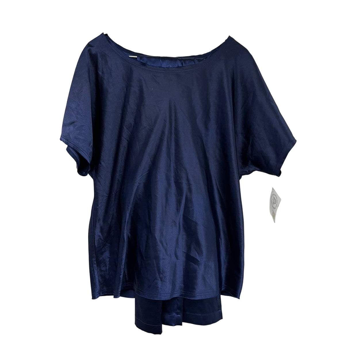 Mybodhi Women Navy Satin Pajama Set Relaxed Fit L/XL