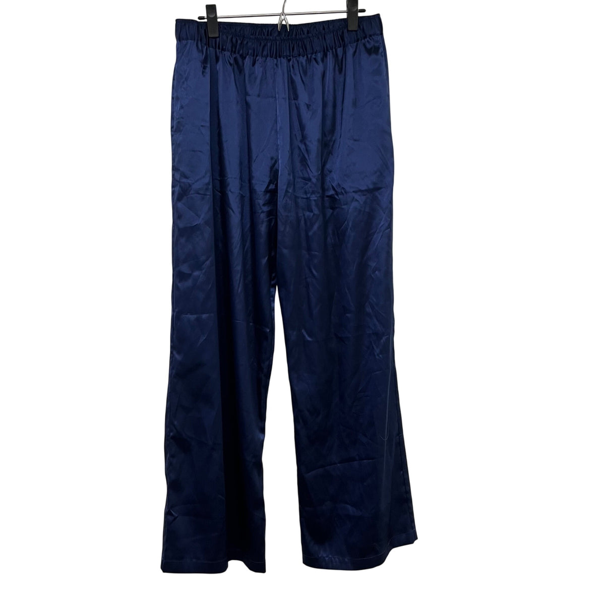 Mybodhi Women Navy Satin Pajama Set Relaxed Fit L/XL