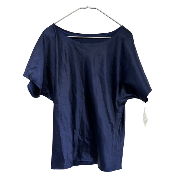 Mybodhi Women Navy Satin Pajama Set Relaxed Fit L/XL