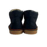 Jacadi Paris Kids Black Suede Ankle Boots With Orange Laces & Stitching Size 24