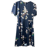 Laishen Womens Navy Floral Button-Down Short Sleeve Dress Size Medium Lightweight