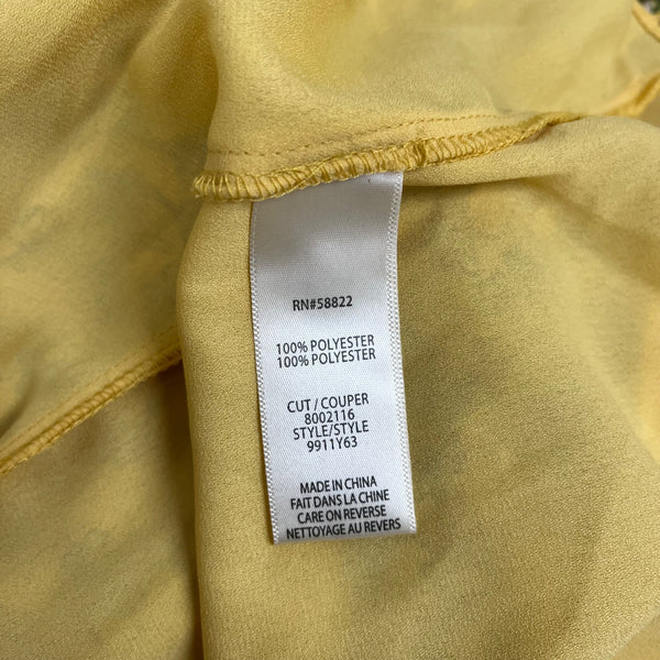 Max Studio Womens Yellow Floral Long-Sleeve V-Neck Smocked Waist Mini Dress Sz S