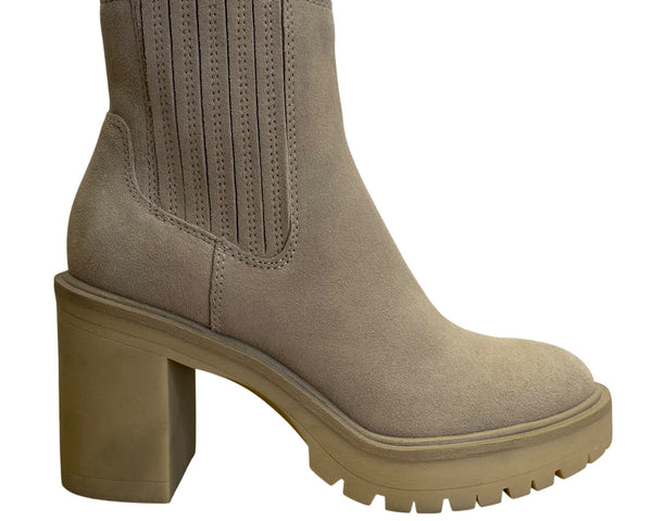 Dolce Vita Women’s Taupe Leather Chunky Heel Caster H20 Boots Size 8