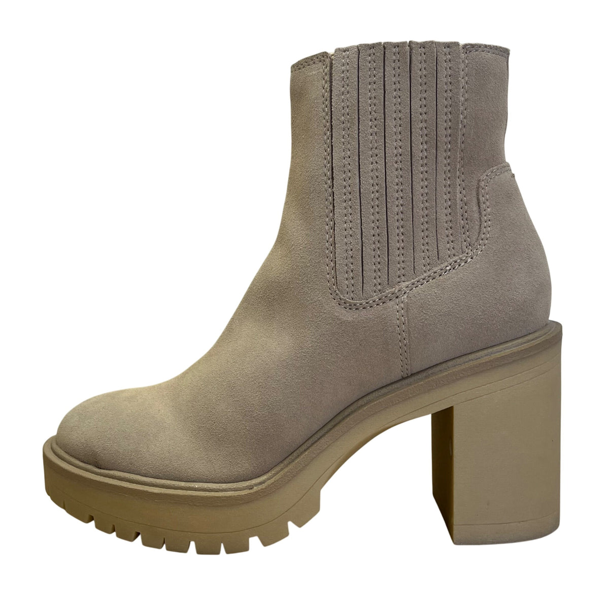 Dolce Vita Women’s Taupe Leather Chunky Heel Caster H20 Boots Size 8 - New