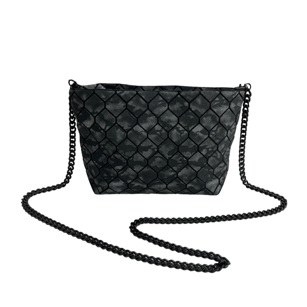 Patrizia Luca Women's Black Geo Tile & Chain Strap Shoulder Crossbody Bag Sz S