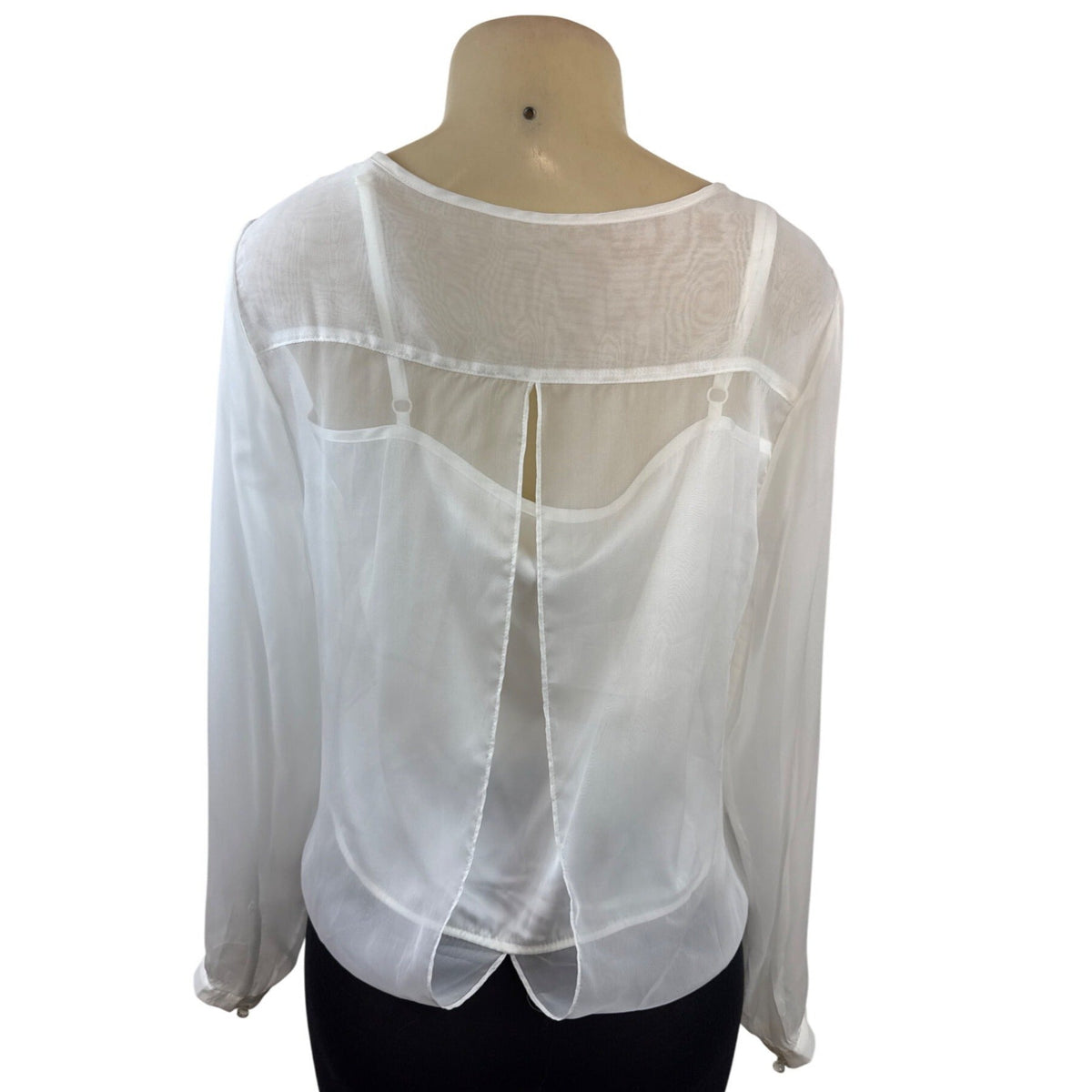 White House Black Market Women’s Sheer White Long Sleeve Blouse Size 6 - New