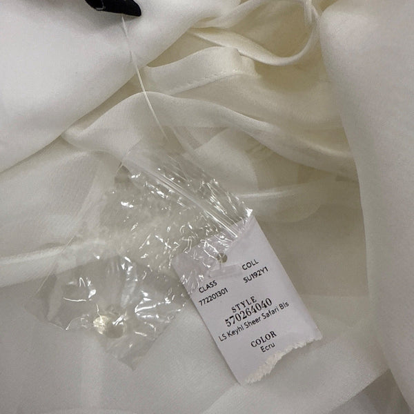 White House Black Market Women’s Sheer White Long Sleeve Blouse Size 6 - New