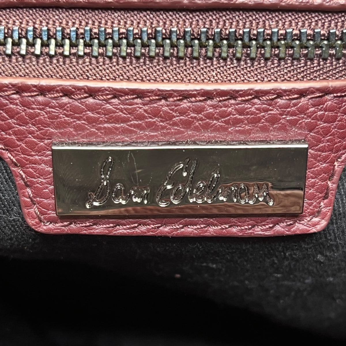 Sam Edelman Women’s Burgundy Suede & Leather Braided Handles Tassel Tote Bag