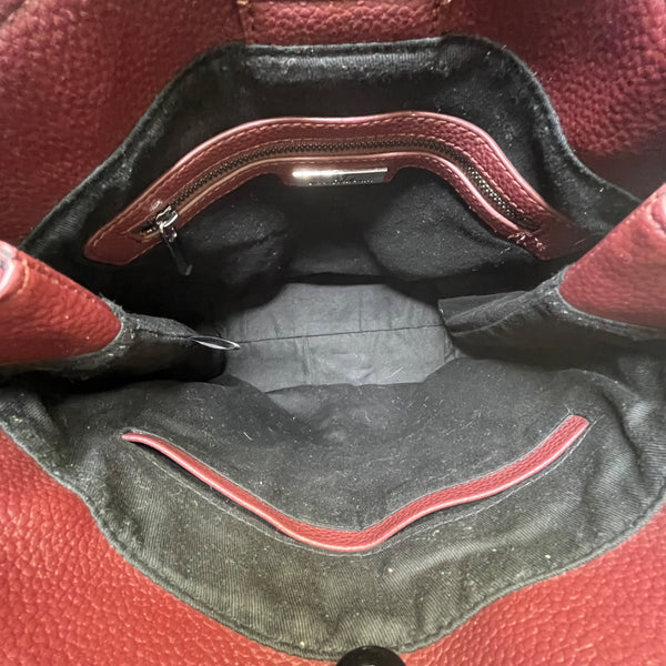 Sam Edelman Women’s Burgundy Suede & Leather Braided Handles Tassel Tote Bag