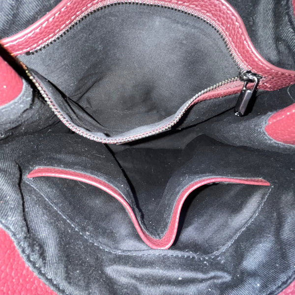 Sam Edelman Women’s Burgundy Suede & Leather Braided Handles Tassel Tote Bag