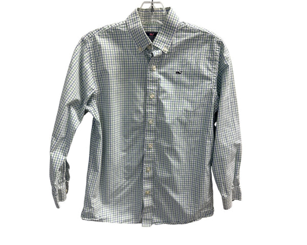 Vineyard Vines Mens Blue Green Check Cotton Whale Shirt Size M