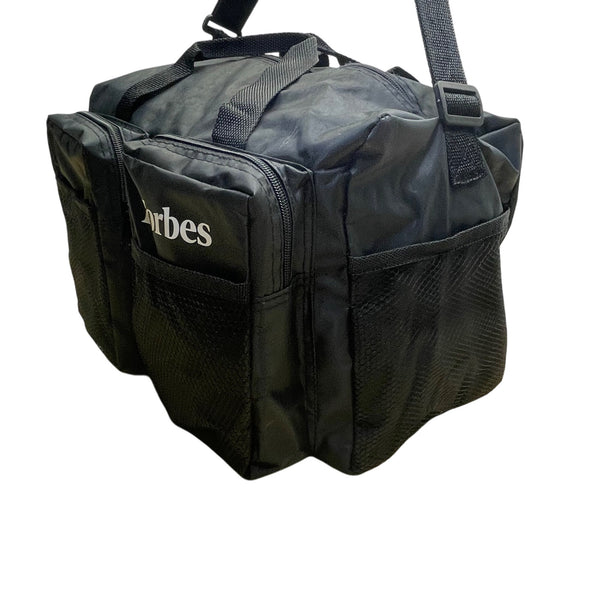 Forbes Black Nylon Mesh Pocket Zip Closure Travel Adjustable Strap Duffel Bag