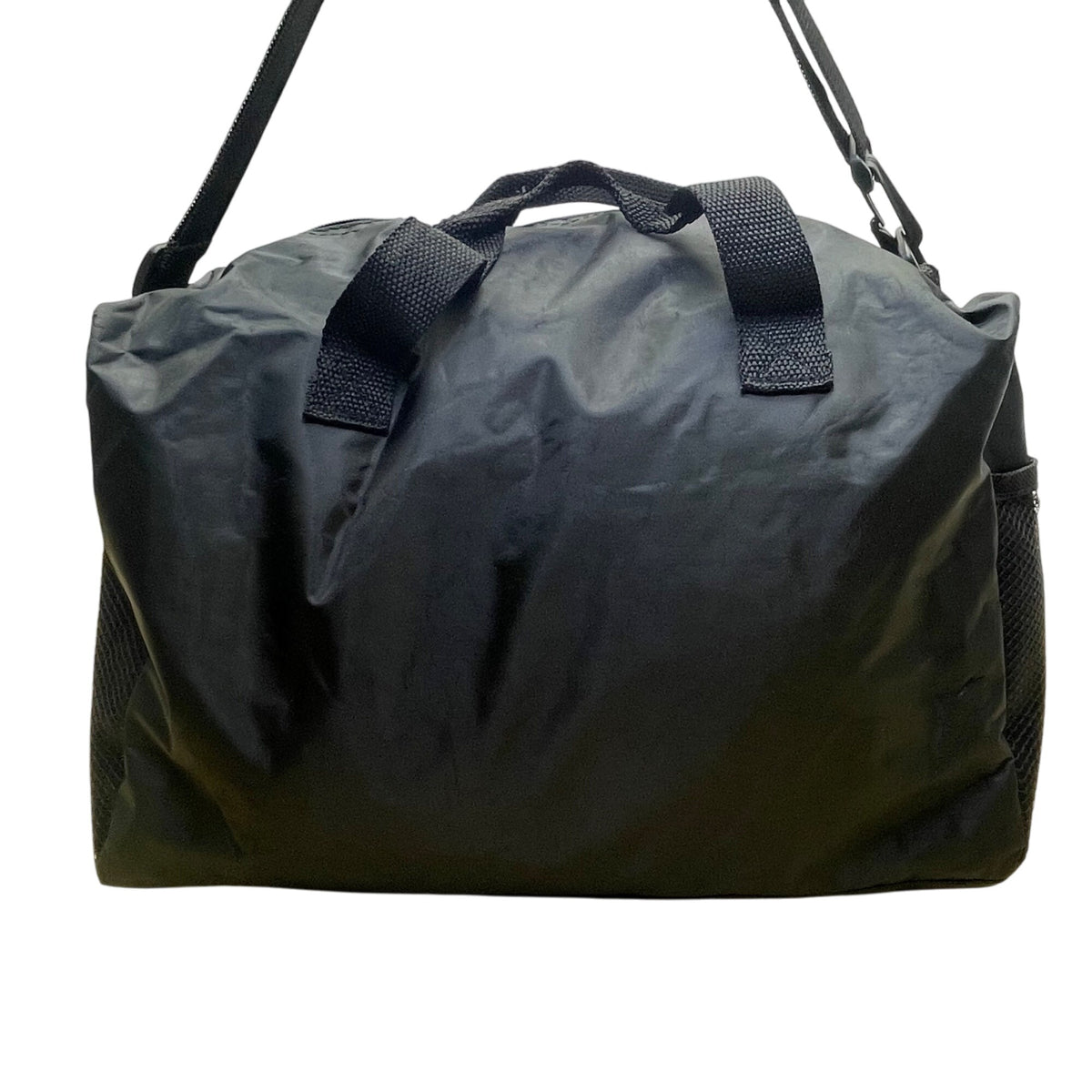 Forbes Black Nylon Mesh Pocket Zip Closure Travel Adjustable Strap Duffel Bag