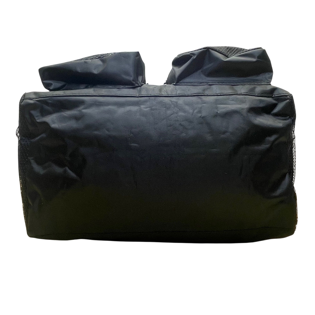 Forbes Black Nylon Mesh Pocket Zip Closure Travel Adjustable Strap Duffel Bag