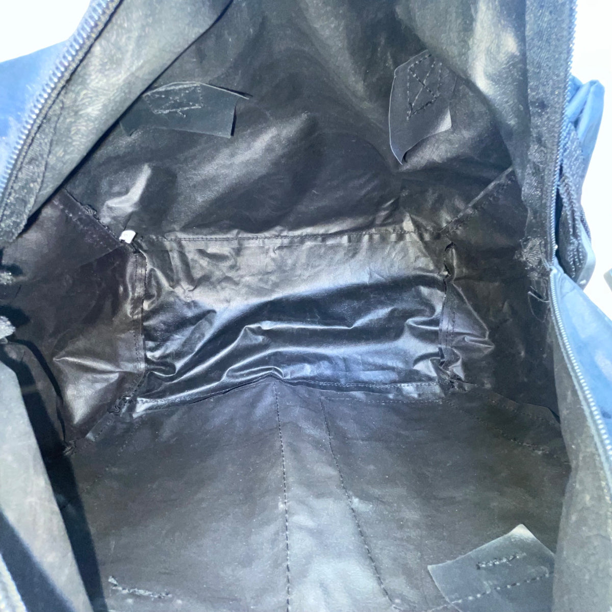 Forbes Black Nylon Mesh Pocket Zip Closure Travel Adjustable Strap Duffel Bag