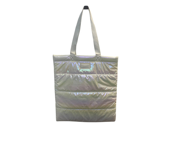 Bath & Body Works Iridescent Puffer Tote Bag With Sturdy Straps Glossy Finish Lightweight