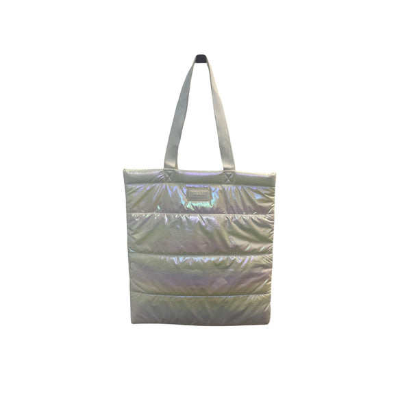Bath & Body Works Iridescent Puffer Tote Bag With Sturdy Straps Glossy Finish Lightweight