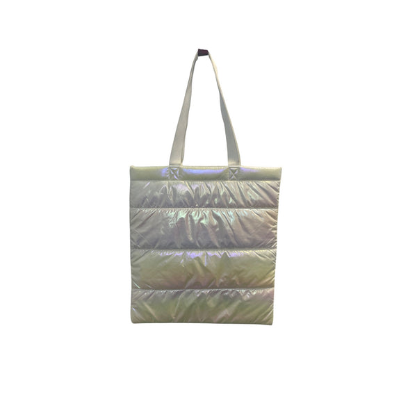 Bath & Body Works Iridescent Puffer Tote Bag With Sturdy Straps Glossy Finish Lightweight
