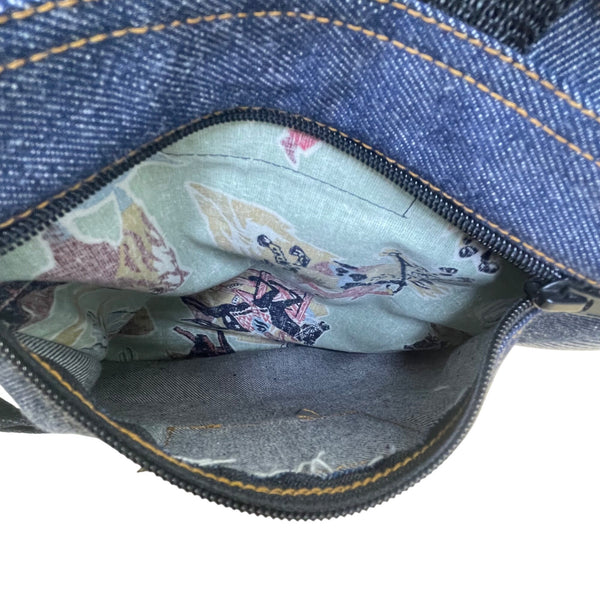 Levis Women’s Blue Denim With Suzan Briganti Inner Print Lining Backpack Sz M