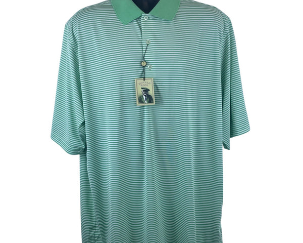 Donald Ross Mens Green Stripe Polo Shirt Classic Fit Lightweight Breathable New XL