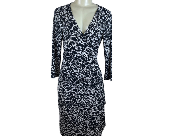 BCBG Maxazria Womens Black & White Wrap Dress Size M