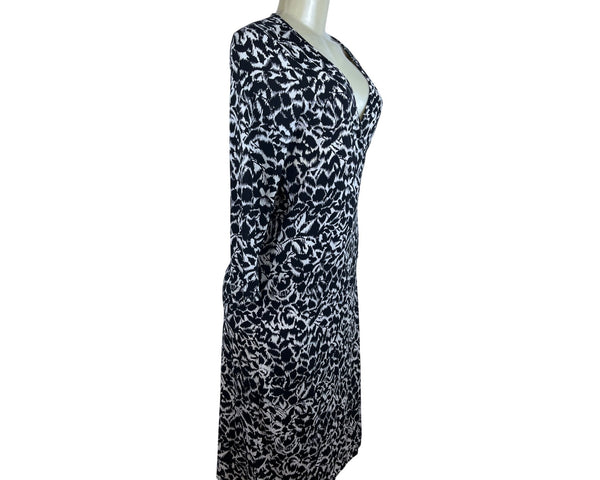 BCBG Maxazria Womens Black & White Wrap Dress Size M