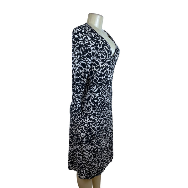 BCBG Maxazria Womens Black & White Wrap Dress Size M