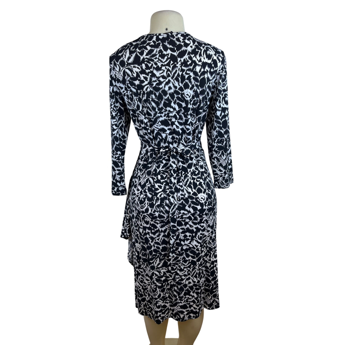 BCBG Maxazria Womens Black & White Wrap Dress Size M