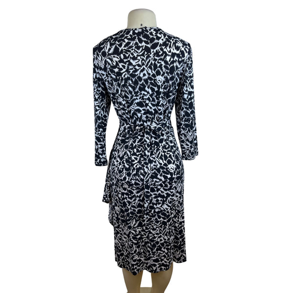 BCBG Maxazria Womens Black & White Wrap Dress Size M