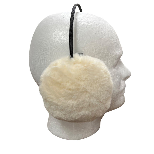 Vince Camuto Womens Cream Faux Fur Earmuffs Adjustable Cozy Headband One Size