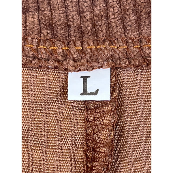 Corduroy Womens Brown Double-Breasted Jacket Large Button-Front Soft Fabric Textured Blazer